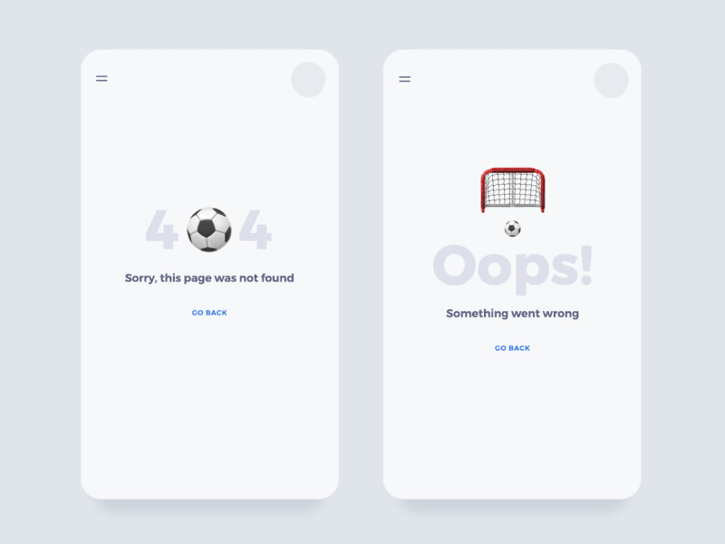 Football Error Screen 404 404 error 404 page animation error message error page football football app not found oops page not found soccer soccer app ui uidesign