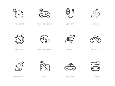 Car specification icon set