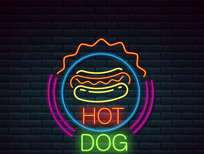 glowing logo branding design food logo icon illustration logo logo design neon logo typography ui vector