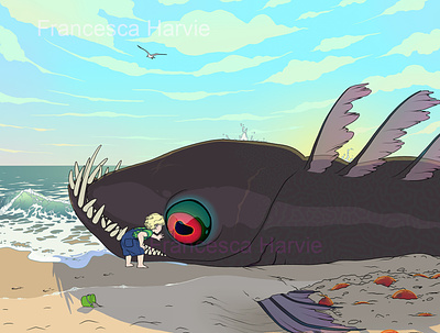 Beached fantasy illustration monster narrative science fiction scifi
