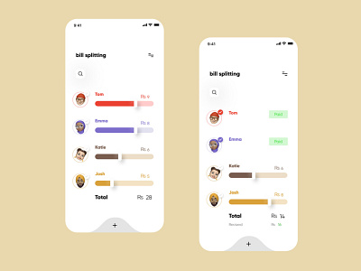 bill splitting ui design adobe xd bank bank app bill freelance friends money paid split ui ux