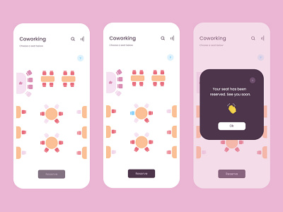 🌺Coworking App adobe adobexd coworking coworking space freelance pastel product design seating chart ui ux