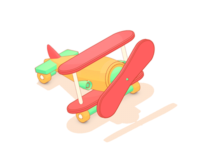 Plane2 3d cartoon color plane2