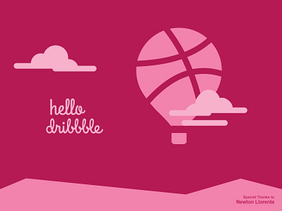 Hello Dribbble ball balloon cloud dribbble hills sky