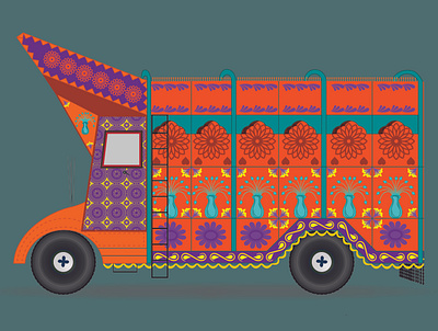 Truck Art abstract art design flat illustration flatdesign freestyle illustration pakistan traditional truck truckart vector