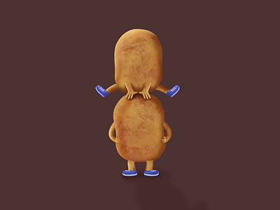 Hoptato cute funny illustration potato realistic