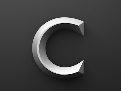 Letter C chiseled chrome font letter logo typography