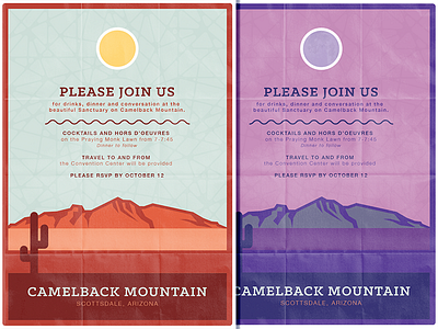 Sanctuary at Camelback Mountain Invite design flat illustration invitation layout vector