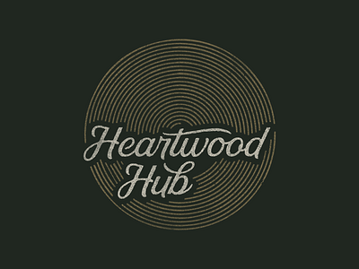 Heartwood Hub Logo branding design distressed flat illustration logo typography vector