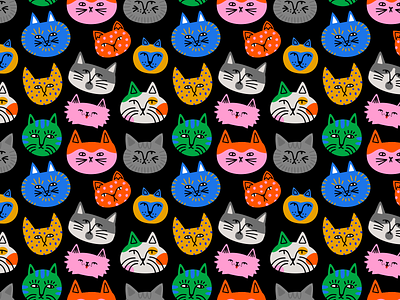 Raining cats 90s animal art cartoon cat cats character colorful cute doodle face funny graphic design illustration kitten modern pet quirky