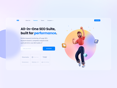 Hero Header - Brandoverflow 3d clean header hero hero section minimal ui ui design