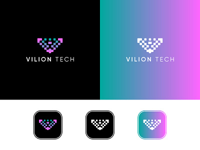 Vilion Tech app icon app logo colorful logo creative logo design flat logo gradient logo illustration lion logo logo logo design minimal logo minimalist logo modern logo ui unique logo v letter logo