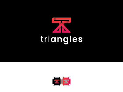 T letter logo triangles logo