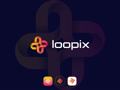 Modern loop pixel abstract logo