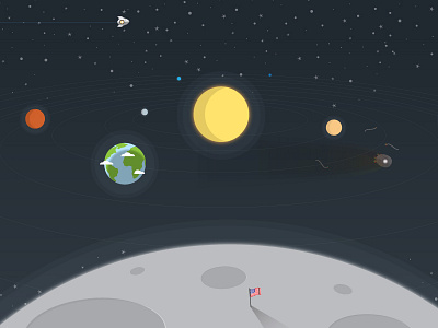 Layer1: Round 5 flag illustration landscape layer moon planets robot scenery space spaceship sun tennis