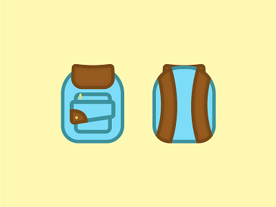 Backpack backpack blue brown flat illustration minimal simple yellow