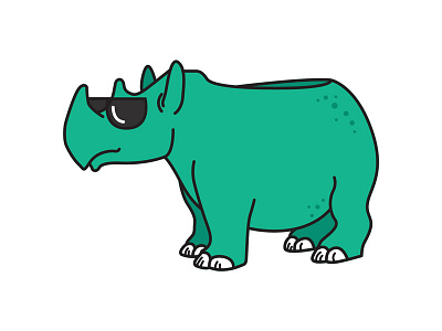 Reina the Rhino art asian bamf enamel green illustration mint museum pin rhino sunglasses