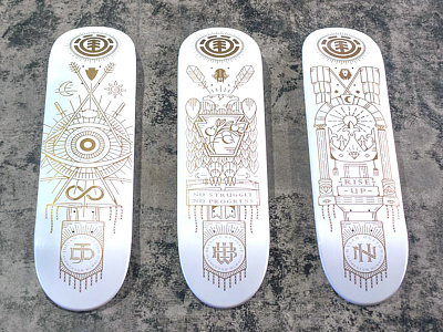 Ritual Series board graphics element brand fullcolorcanvas gold gold foil illustration jarrod bryan one color skateboarding white