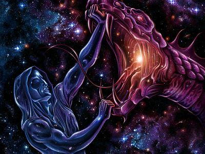 Invictus concept art cosmic fantasyart illustration serpent soul space art spiritual surrealism universe visual development