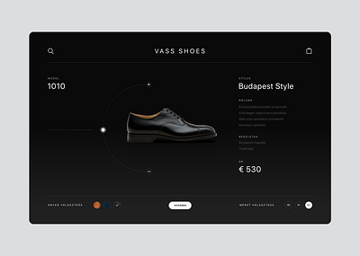 Vass Shoes product page branding design ecommerce elegant footwear product ui ux web