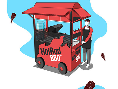 HotRod BBQ concept cart design advertising art director branding campaign design food food and drink food illustration foodie illustration layout design visual design