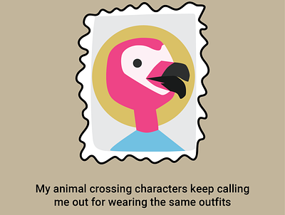 stamps for a pandemic animal crossing digital illustration flamingo flat illustration flora hand drawn illustration nintendo switch snail mail stamp vector