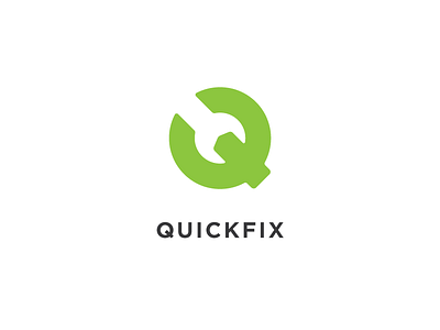 Quickfix - Branding fix green logo mark minimal negative q quick repair simple space wrench