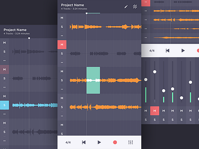 Recording Studio - Pocket Edition app audio edit form interface menu mobile music record sound ui wave