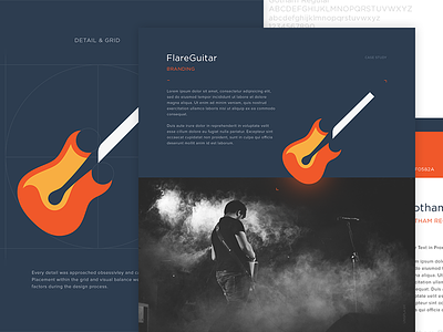 FlareGuitar - Branding Case Study branding case clean design flat guitar layout minimal music study web website