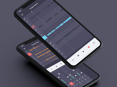 Mobile Audio Workstation audio dark experience interface iphone mobile music play record ui ux x