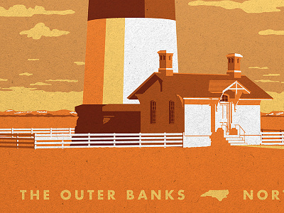 Bodie Island Poster carolina clouds illustration lighthouse obx orange poster sunset vector