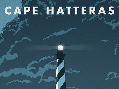 Cape Hatteras Poster blue brownmtn illustration lighthouse obx poster storm vector