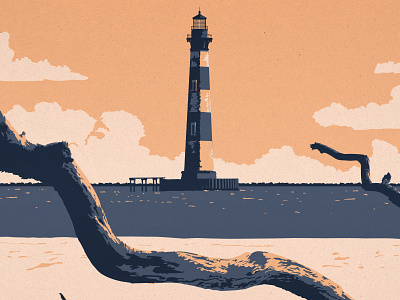 Morris Island Poster brownmtn carolina illustration lighthouse poster vector