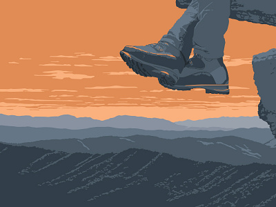 Boots hiking illustration mountains orange vector