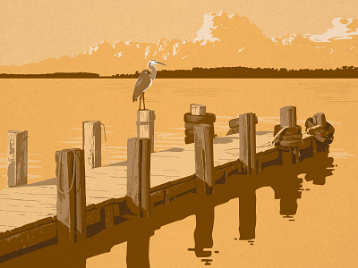 dockside bird brownmtn colors illustration vector