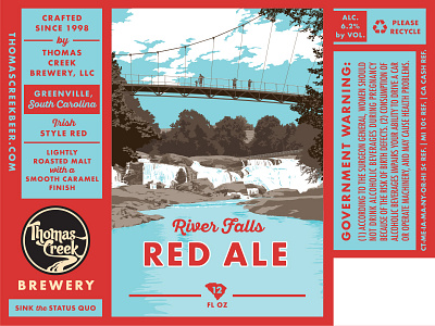 River Falls Red Ale beer greenville illustration packaging