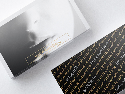 “Indrė Šipaitė Photography” Business Card business card contrasting lithuania luxurious modern new generation non standard photographer photography portrait screen printing