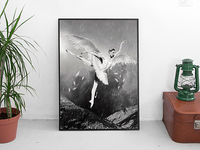 Yin & Yang angel art ballet dance digital feathers fresh interior manipulation sky surreal wings