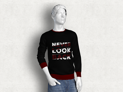 Print "Never look back" art back black clothes design full color look motivation motto never print sweater t shirt title typography vector