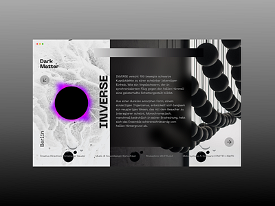 INVERSE, Dark Matter Berlin design landing page minimal texture typography ui ux vector web