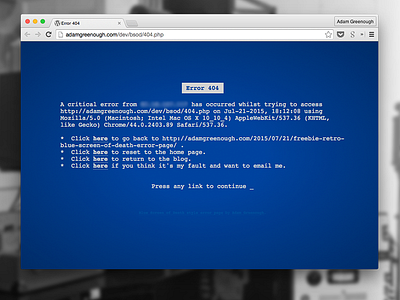 Freebie: Retro blue-screen-of-death error page freebie