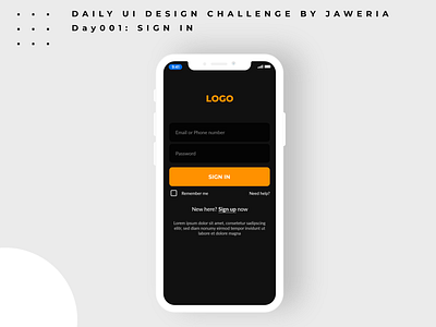 DailyUI 001 SIGN IN Page app branding design flat icon jaweria sign in signup ui ux vector