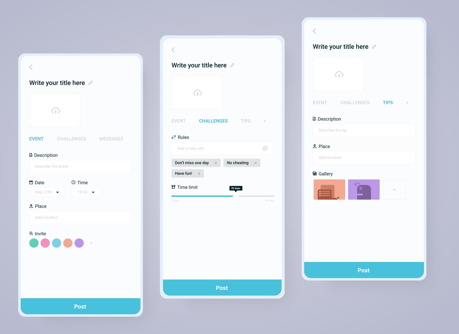 Create Post Screens by Joel Bystedt on Dribbble