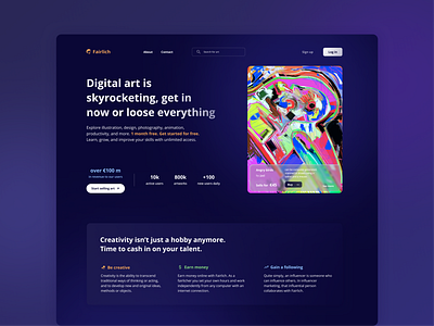 Fairlich - Platform for selling digital art branding challenges cloud design illustration logo ui ux vector web