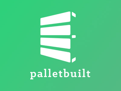 Palletbuilt Logo branding carpenter craft design flat gradient green identity logo modern pallet wood
