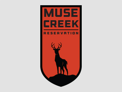 Muse Creek Reservation logo badge black clean deer design flat logo outdoors red