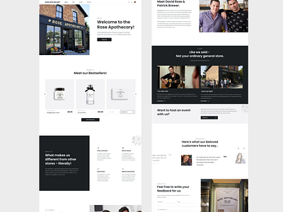 Rose Apothecary black and white design minimal visual design website