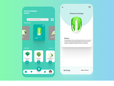 Vegetables Mobile Apps app branding flat typography ui ux web