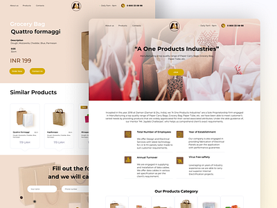 A One Product Industries Website Design adobe xd design figma flat landing page product sketch template ui ux webdesign website