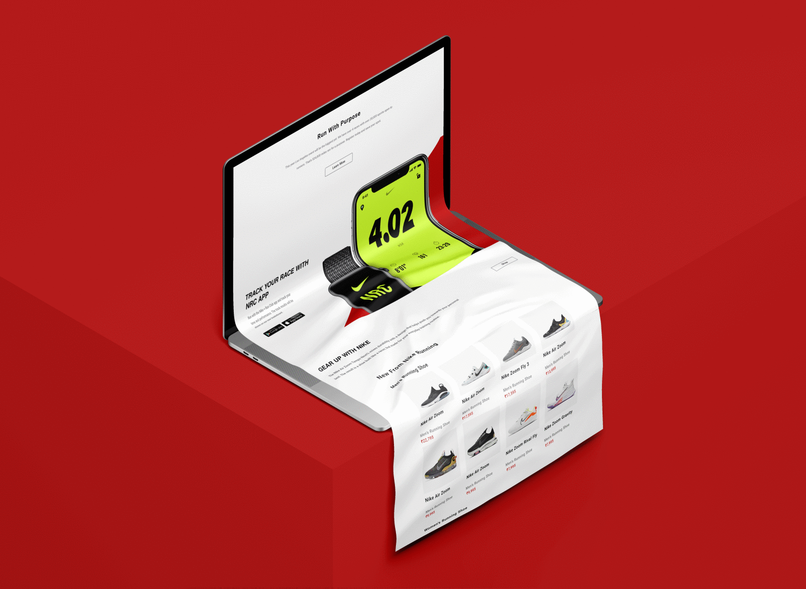Nike Just Run: Website mockup branding design flat icon minimal typography ui ux web website